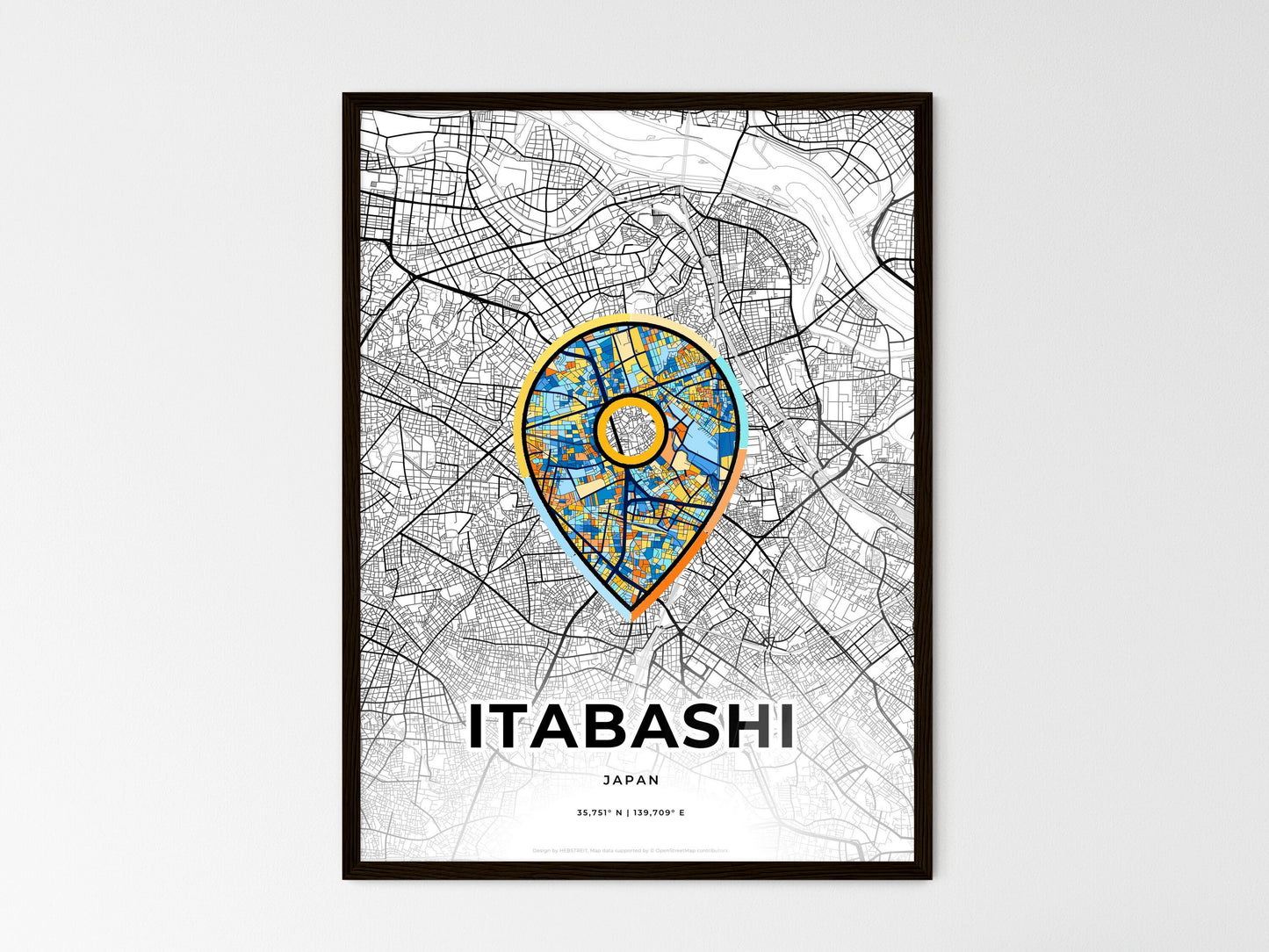 Itabashi Japan wedding art map with pointer icon