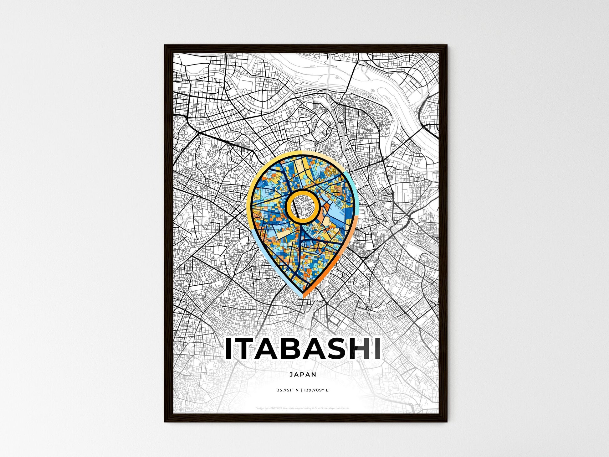Itabashi Japan wedding art map with pointer icon