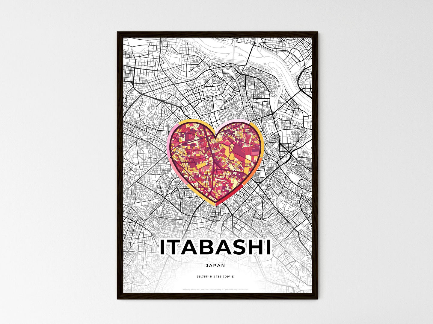 Itabashi Japan wedding art map with heart icon
