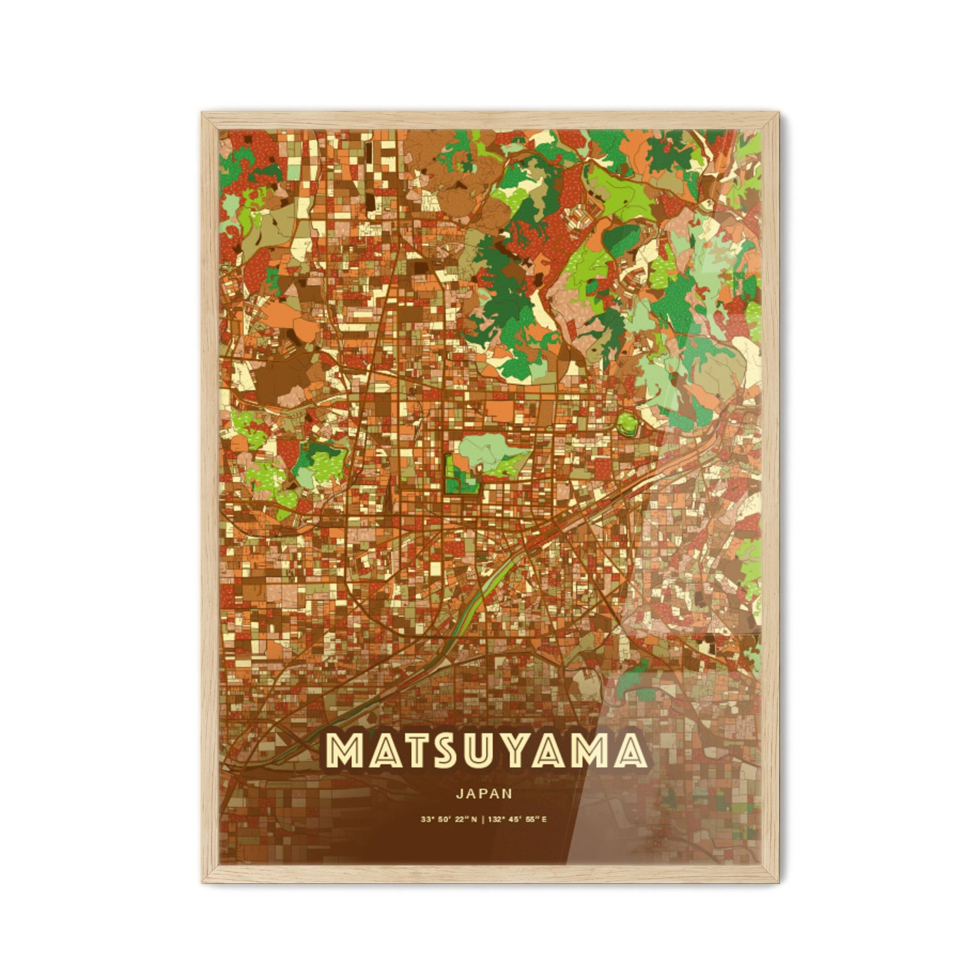 Colorful MATSUYAMA JAPAN Fine Art Map Farmhouse