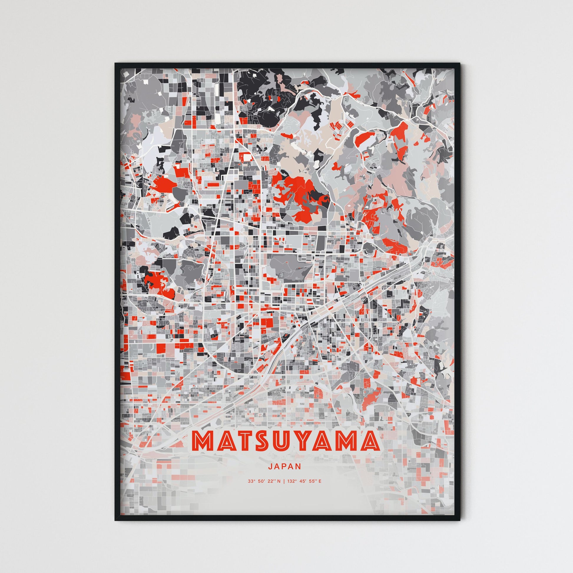 Colorful MATSUYAMA JAPAN Fine Art Map Modern