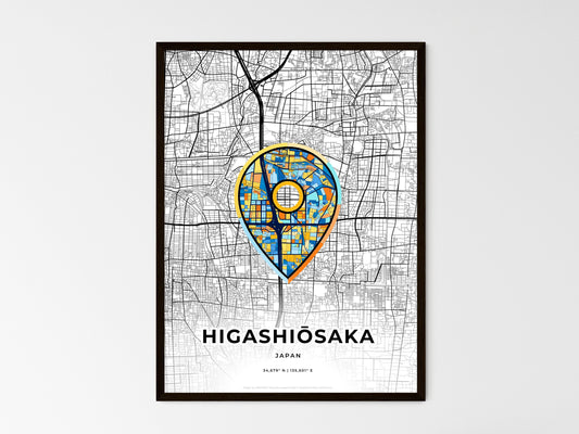 Higashiōsaka Japan wedding art map with pointer icon