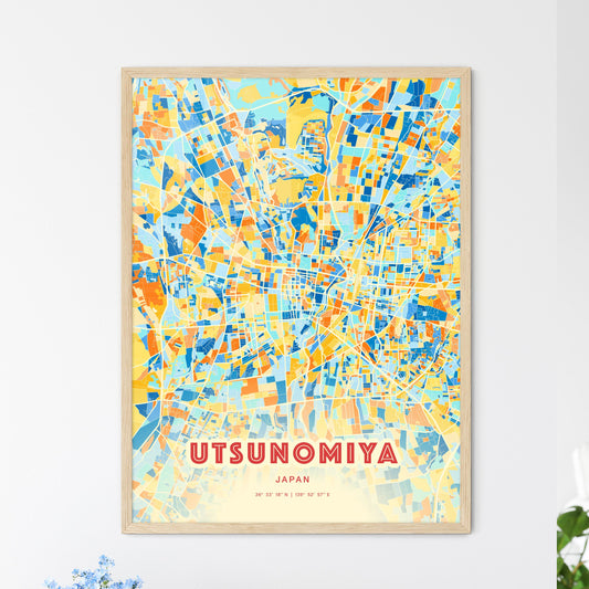 Colorful UTSUNOMIYA JAPAN Fine Art Map Blue Orange