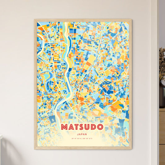 Colorful MATSUDO JAPAN Fine Art Map Blue Orange