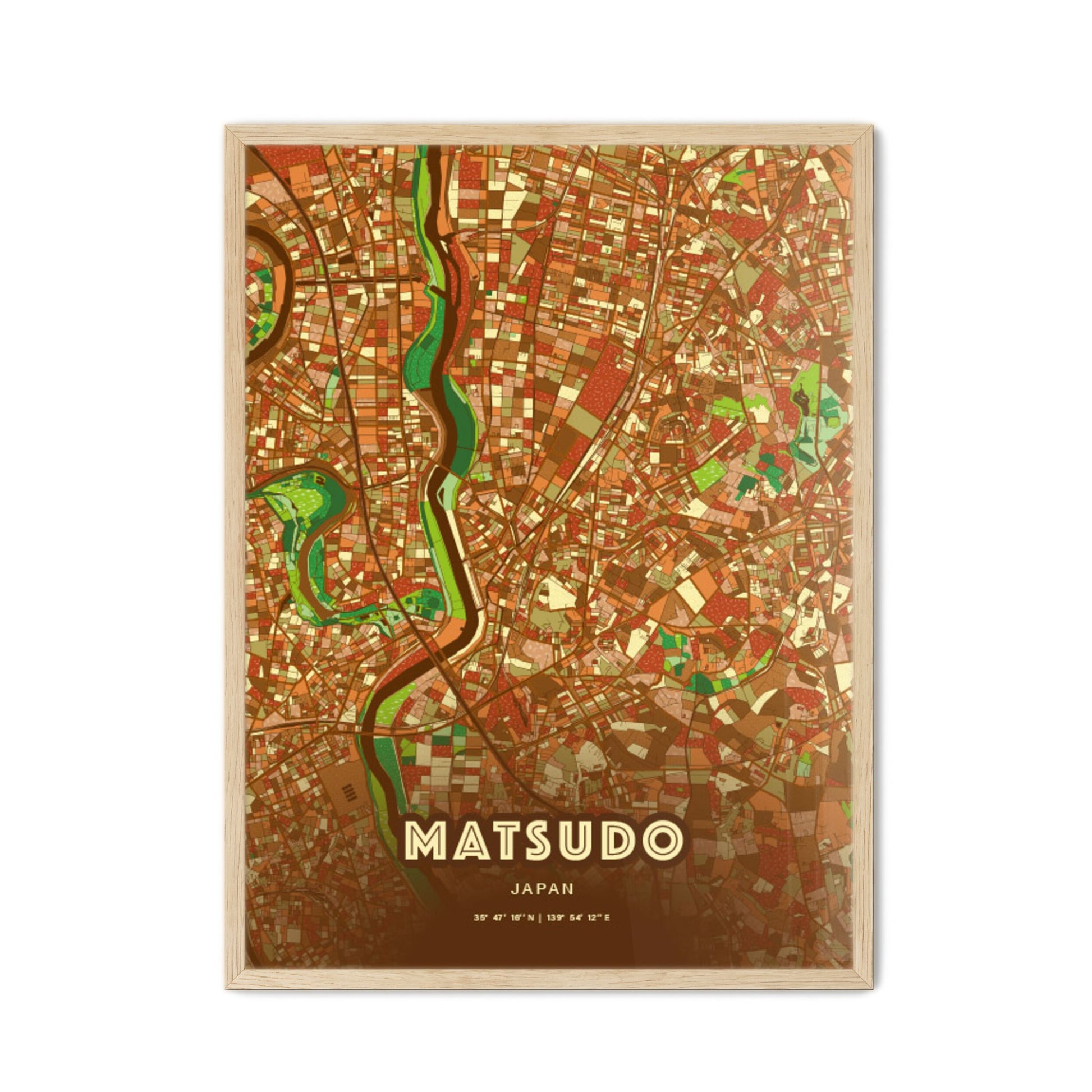 Colorful MATSUDO JAPAN Fine Art Map Farmhouse