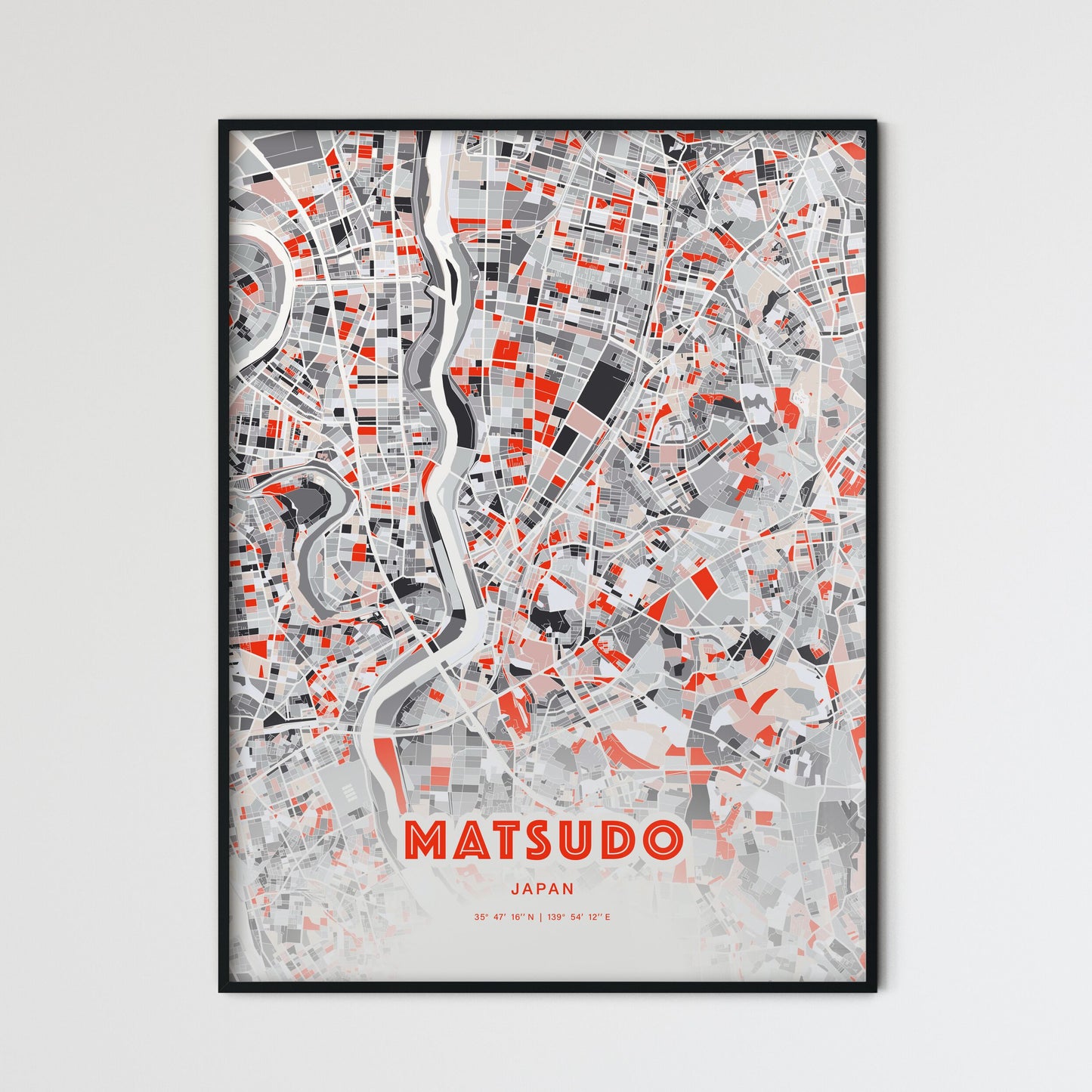 Colorful MATSUDO JAPAN Fine Art Map Modern