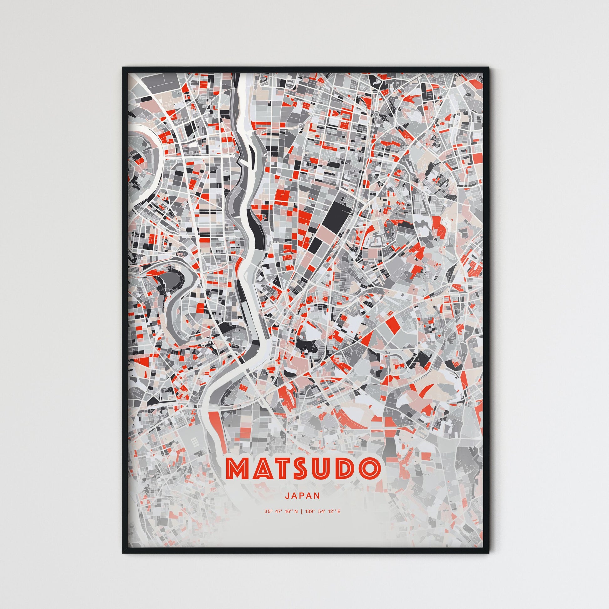 Colorful MATSUDO JAPAN Fine Art Map Modern