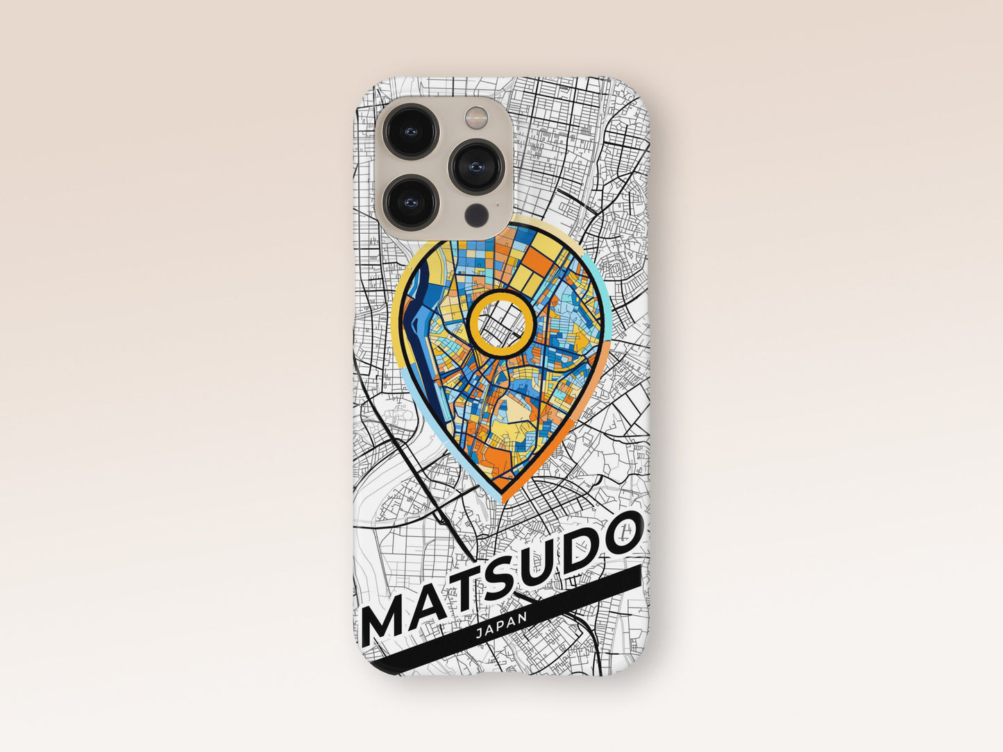 Matsudo Japan slim phone case with colorful icon. Birthday, wedding or housewarming gift. Couple match cases. 1