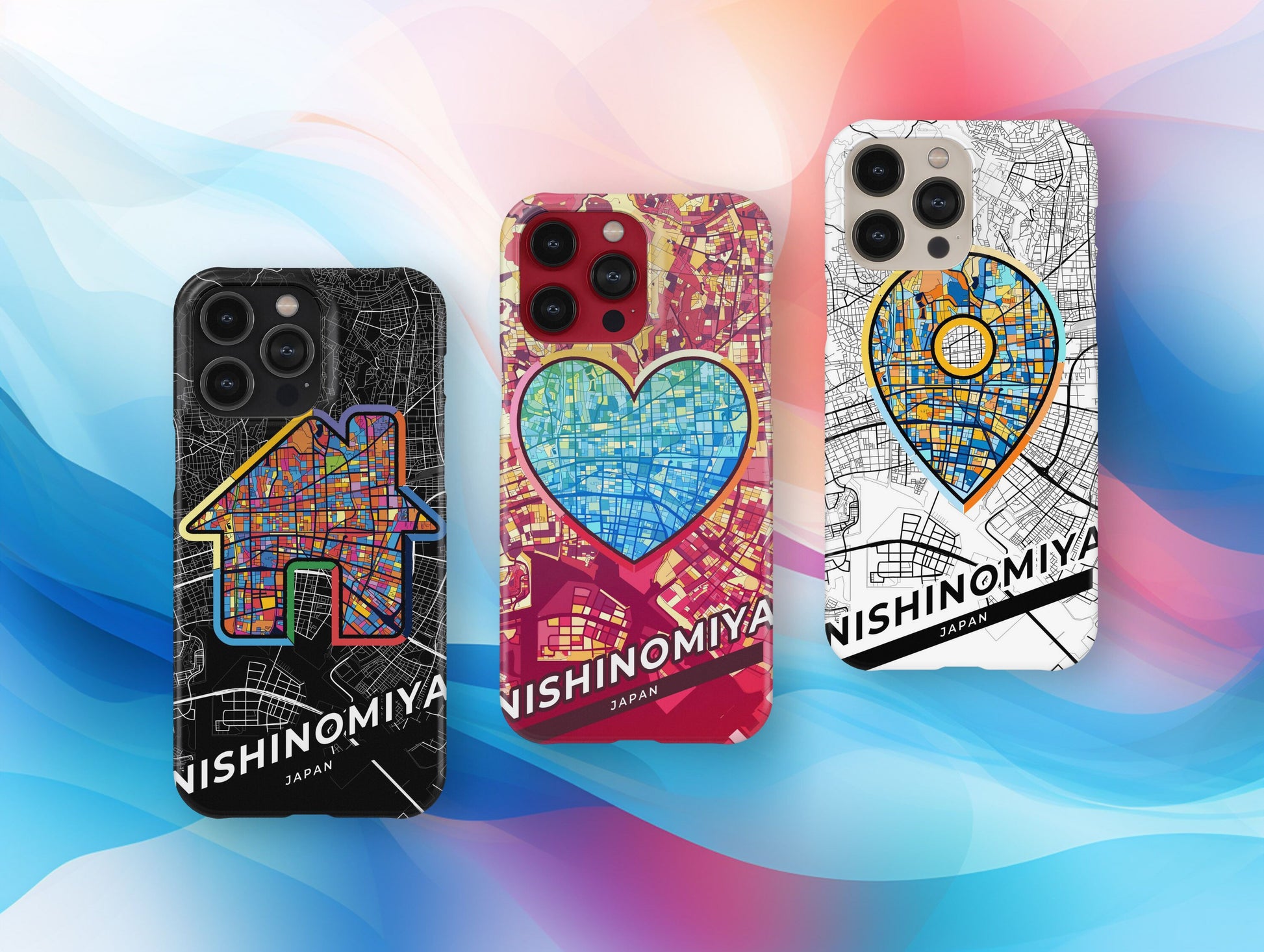 Nishinomiya Japan slim phone case with colorful icon