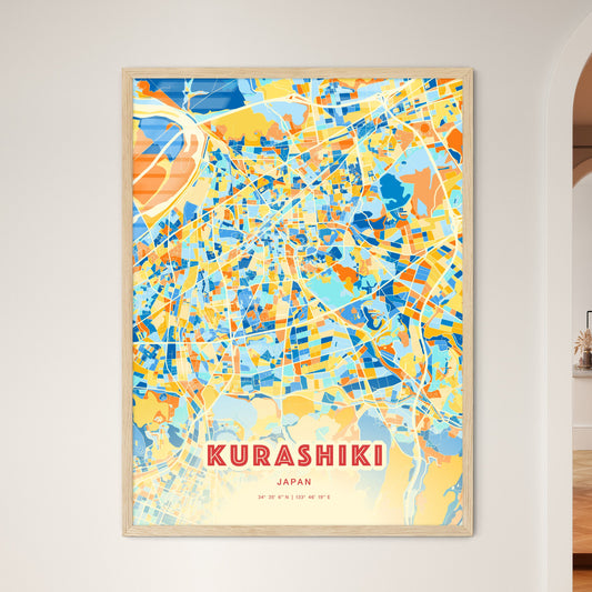 Colorful KURASHIKI JAPAN Fine Art Map Blue Orange