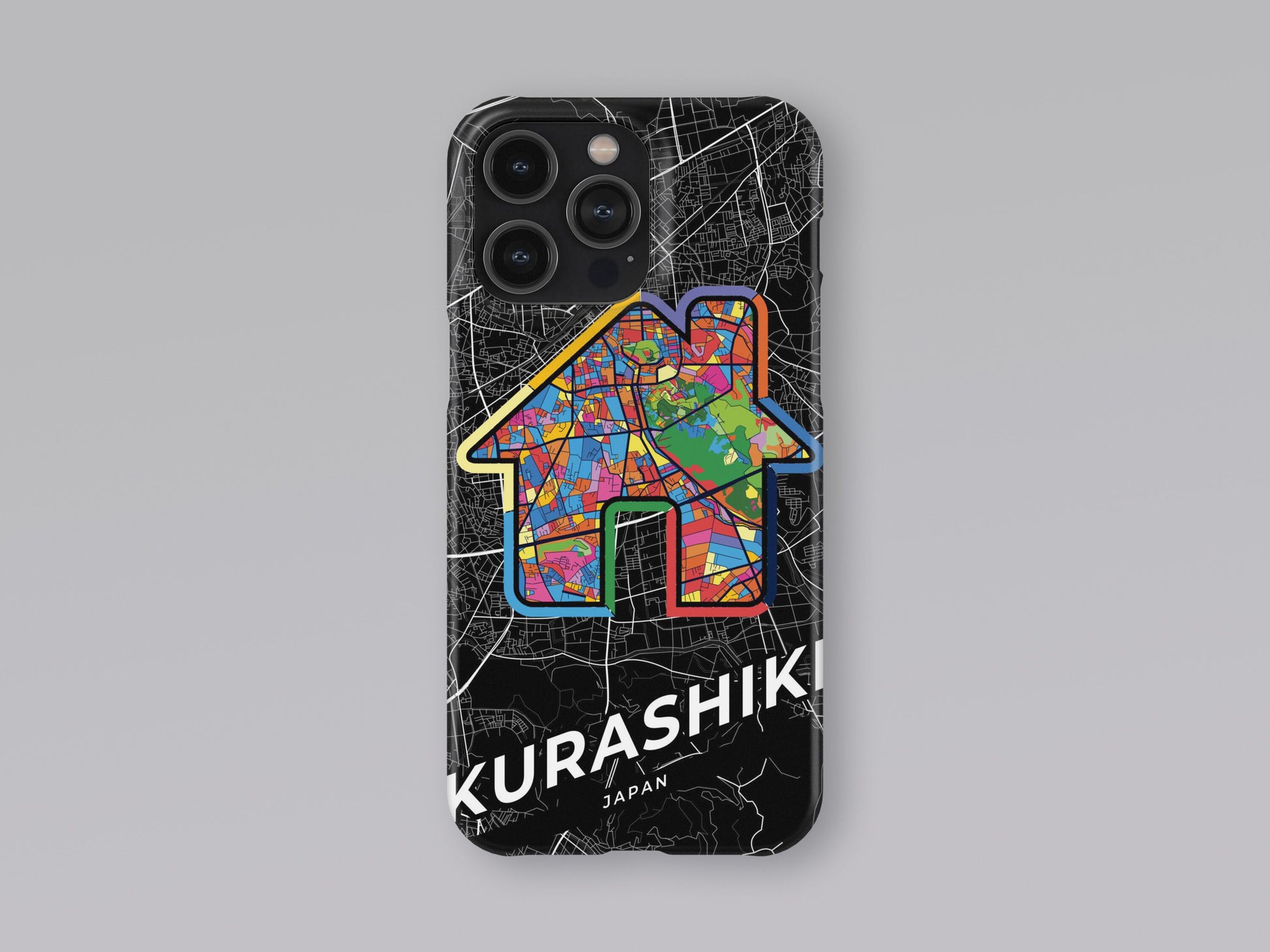 Kurashiki Japan slim phone case with colorful icon. Birthday, wedding or housewarming gift. Couple match cases. 3