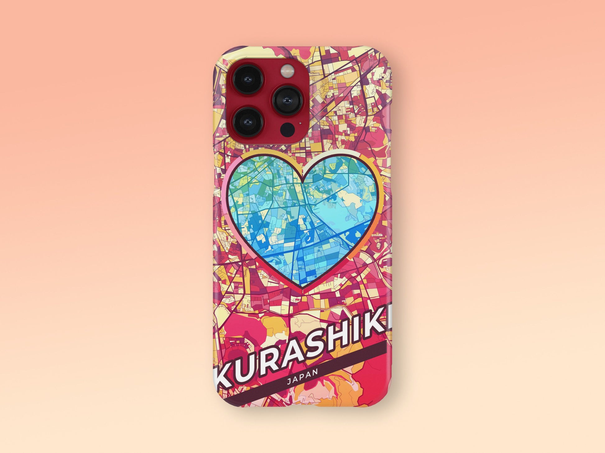 Kurashiki Japan slim phone case with colorful icon. Birthday, wedding or housewarming gift. Couple match cases. 2