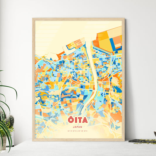 Colorful ŌITA JAPAN Fine Art Map Blue Orange