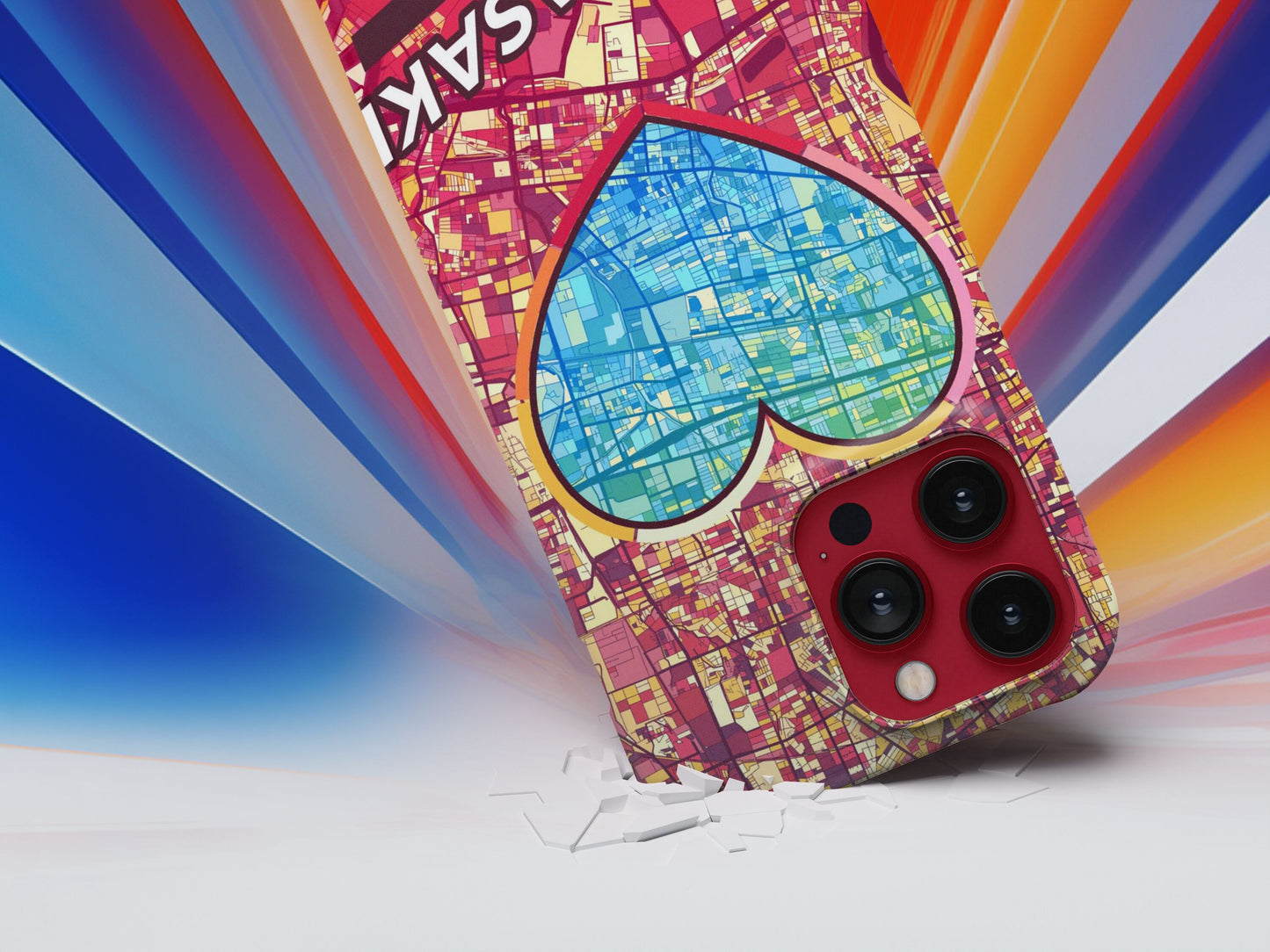 Amagasaki Japan slim phone case with colorful icon. Birthday, wedding or housewarming gift. Couple match cases.