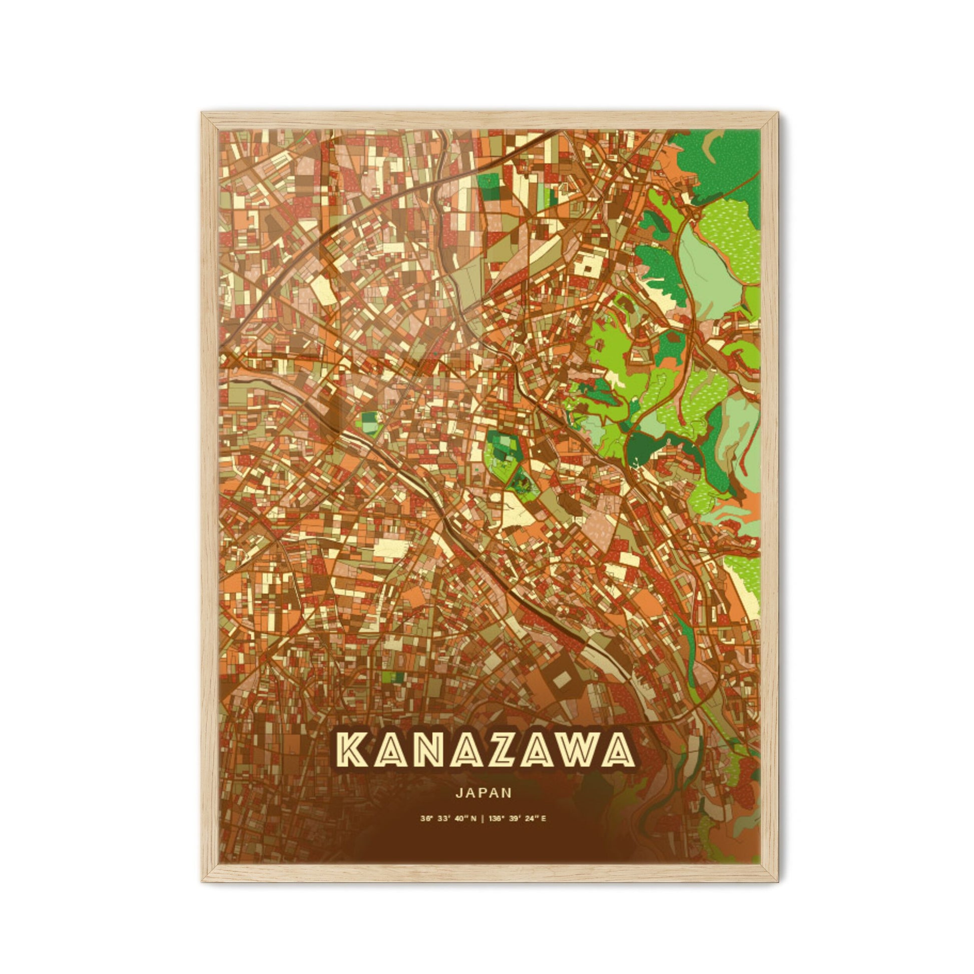 Colorful KANAZAWA JAPAN Fine Art Map Farmhouse