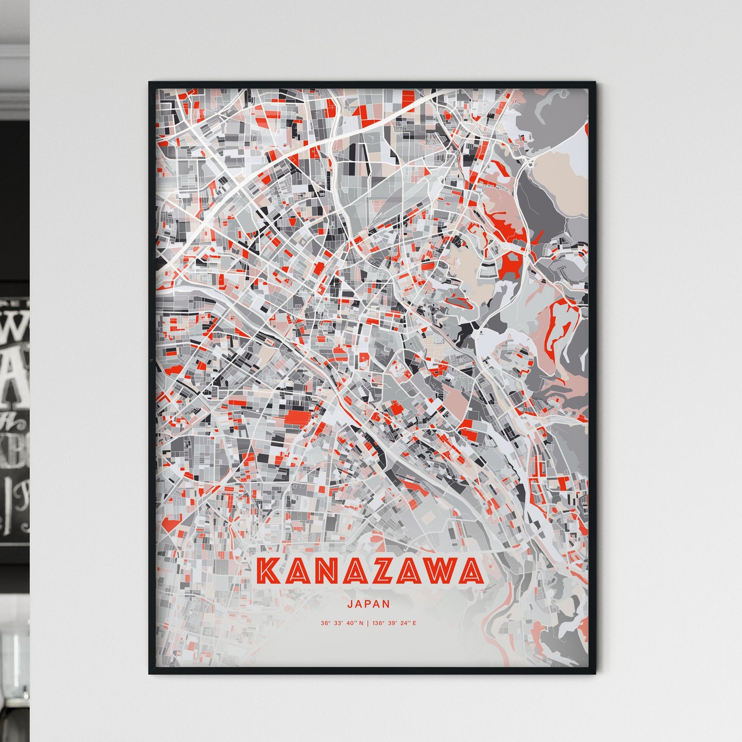 Colorful KANAZAWA JAPAN Fine Art Map Modern