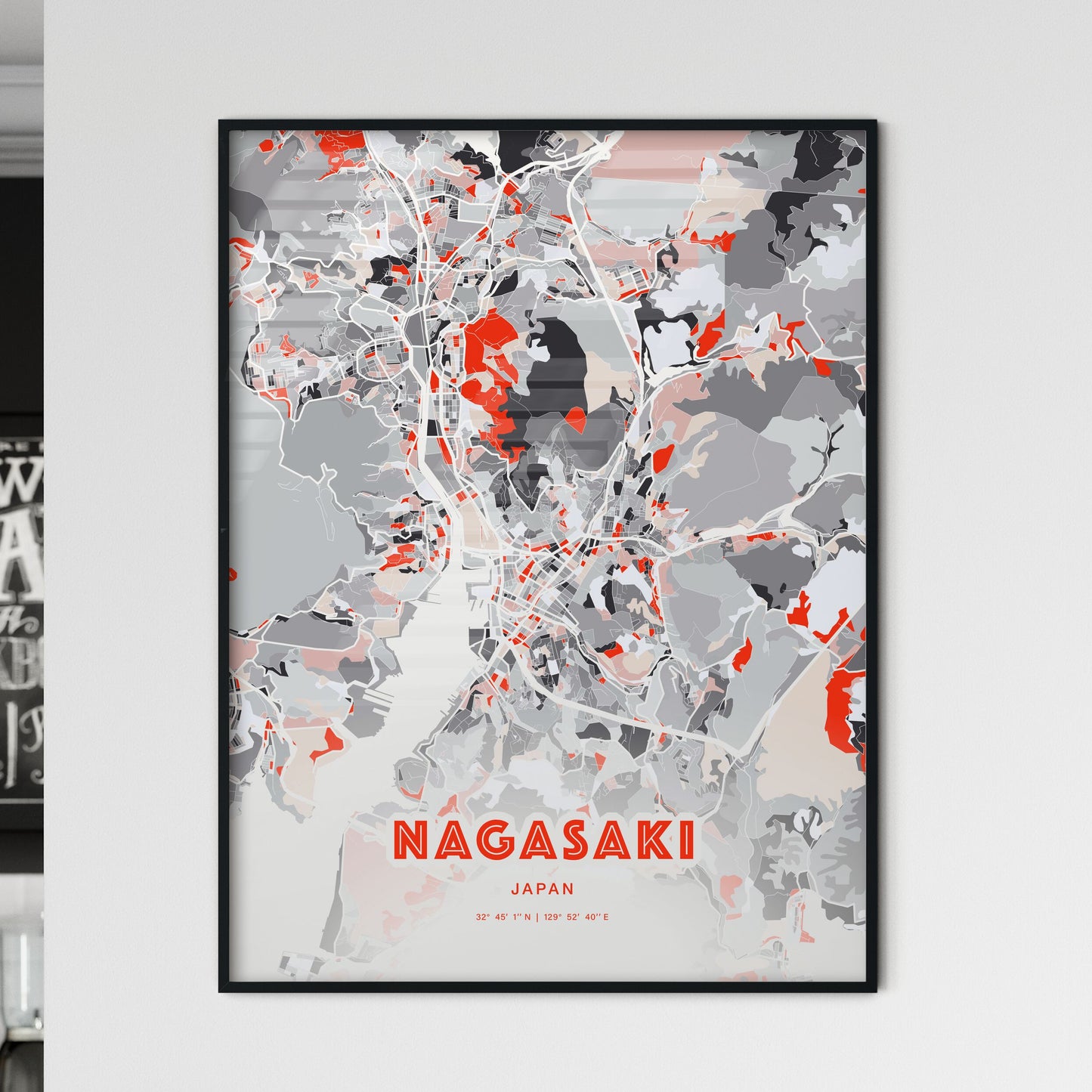 Colorful NAGASAKI JAPAN Fine Art Map Modern