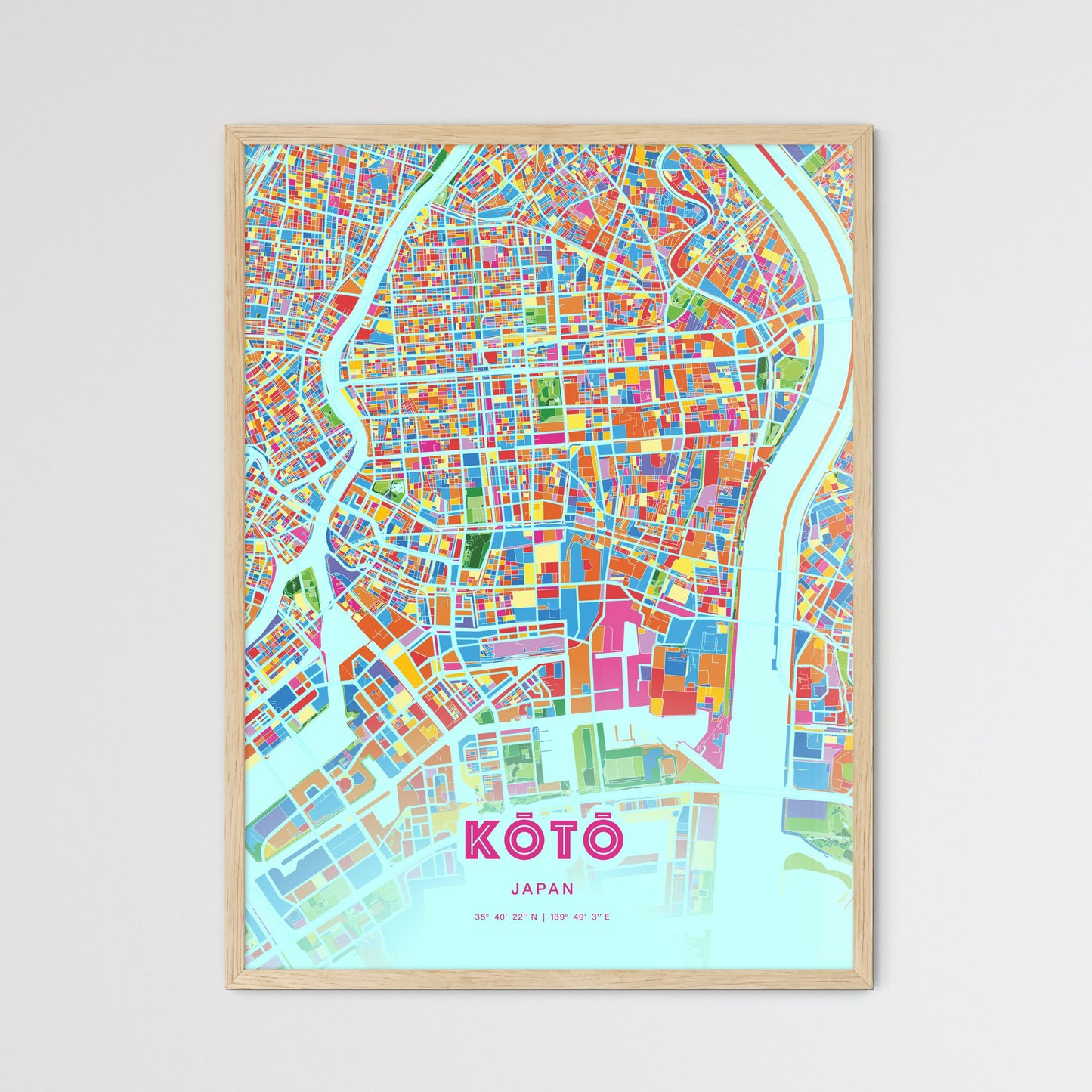 Colorful KŌTŌ JAPAN Fine Art Map Crazy Colors