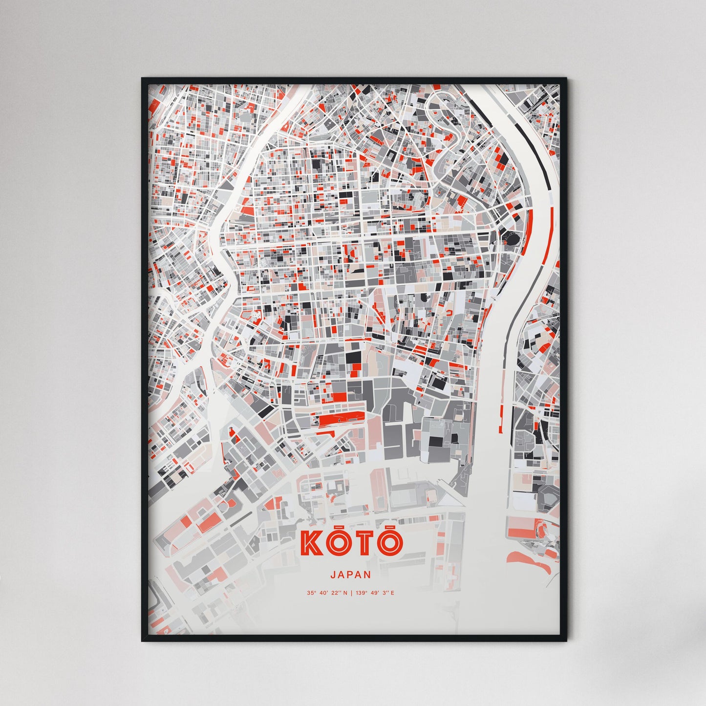 Colorful KŌTŌ JAPAN Fine Art Map Modern