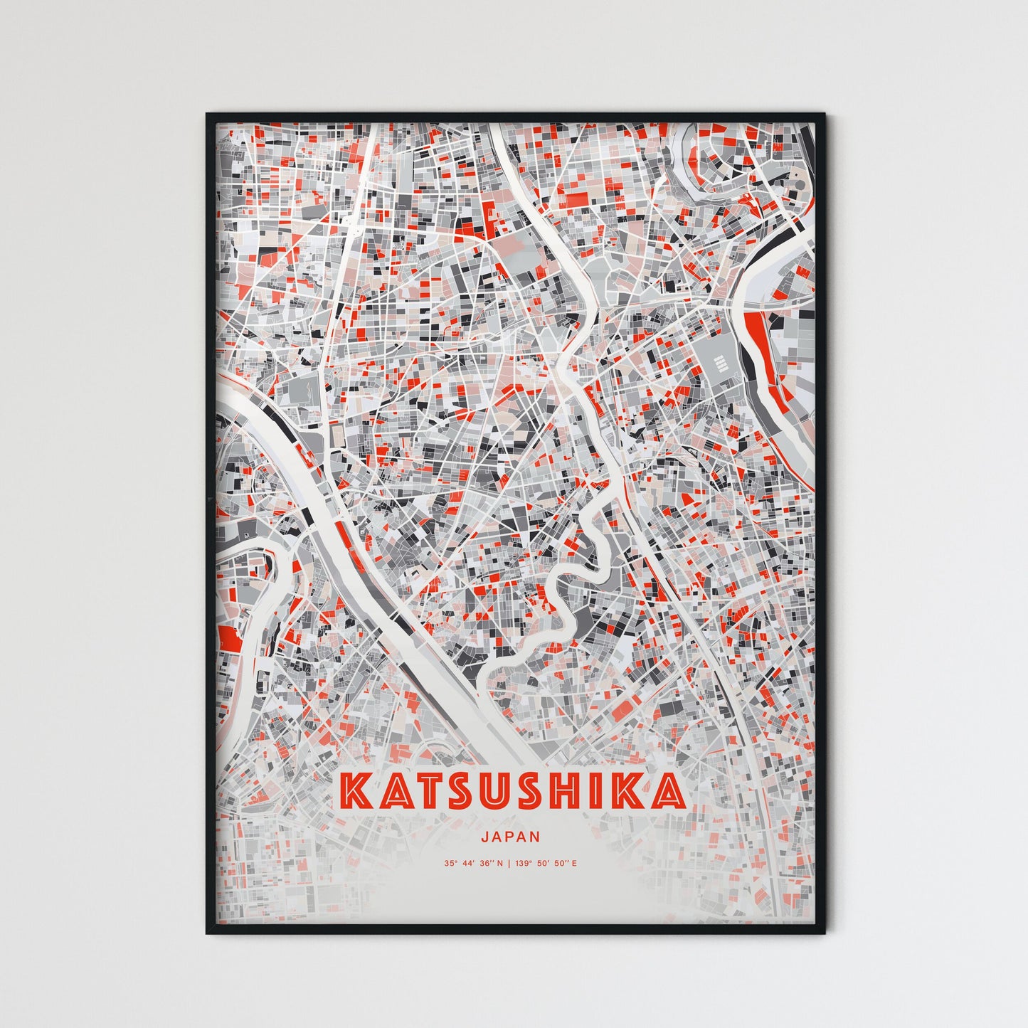 Colorful KATSUSHIKA JAPAN Fine Art Map Modern