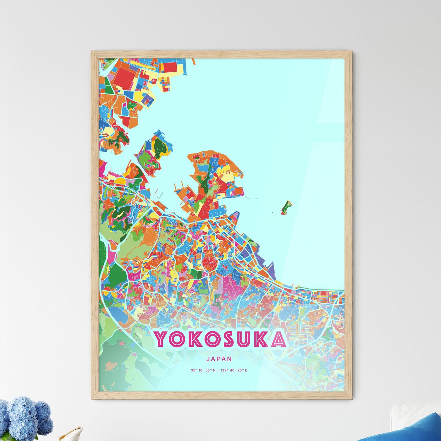 Colorful YOKOSUKA JAPAN Fine Art Map Crazy Colors