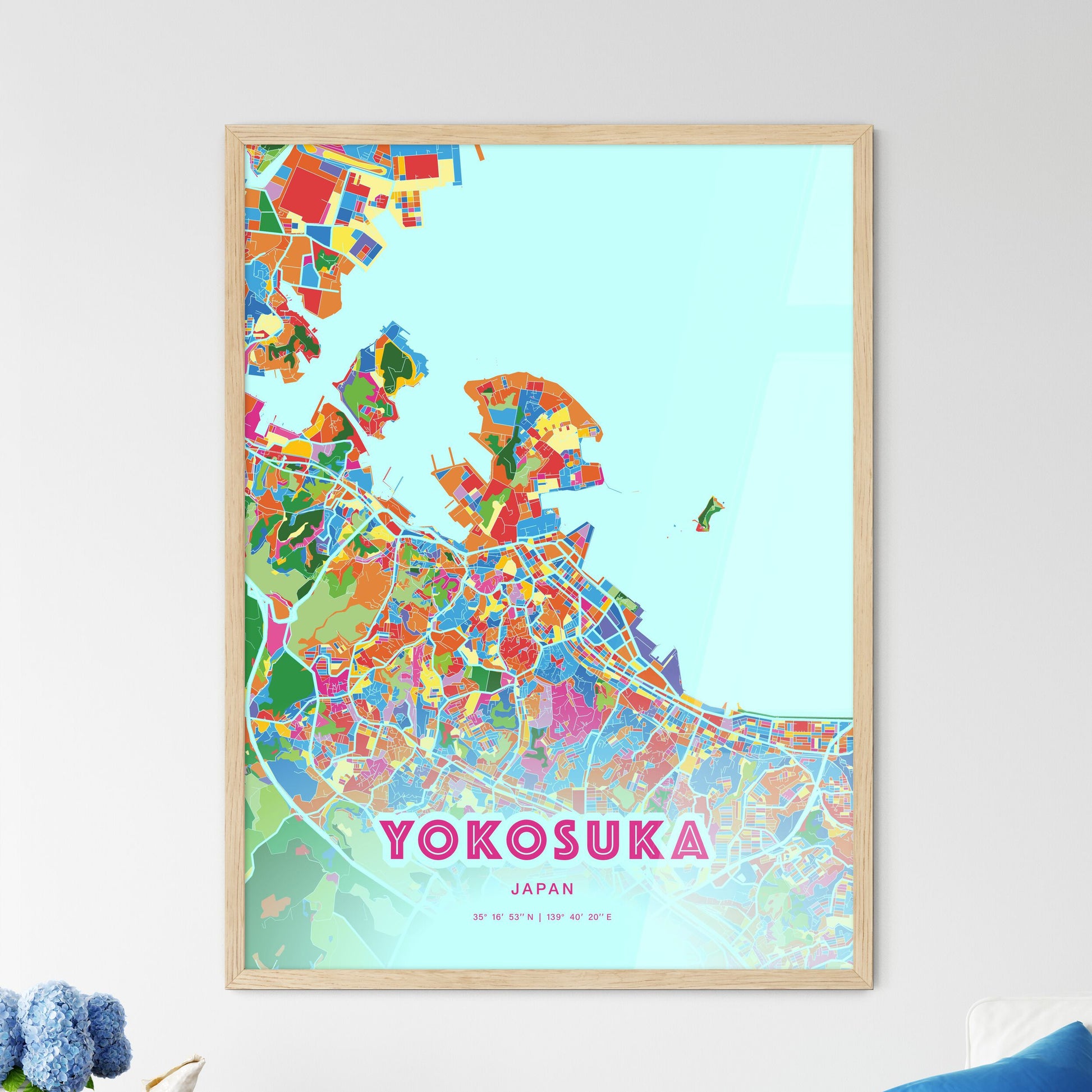 Colorful YOKOSUKA JAPAN Fine Art Map Crazy Colors