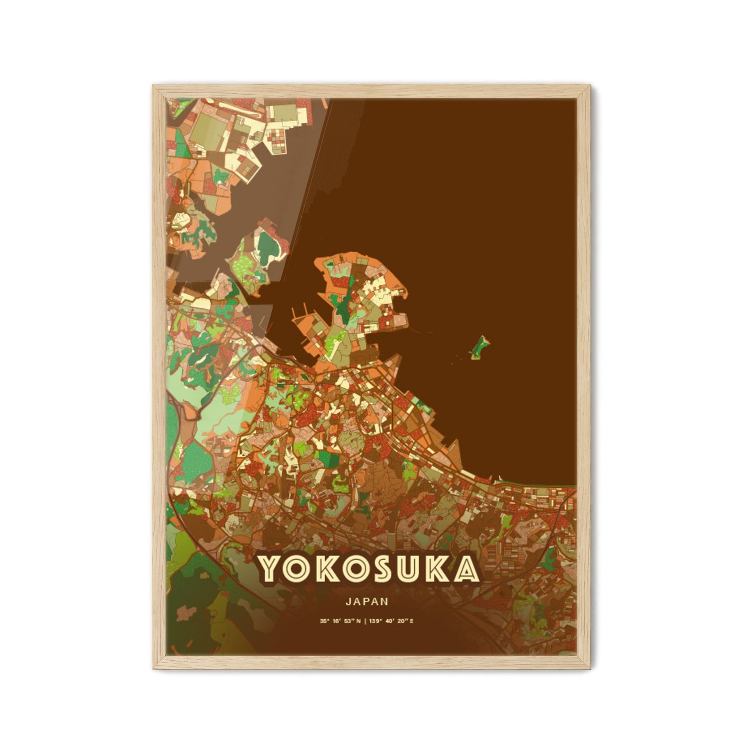 Colorful YOKOSUKA JAPAN Fine Art Map Farmhouse