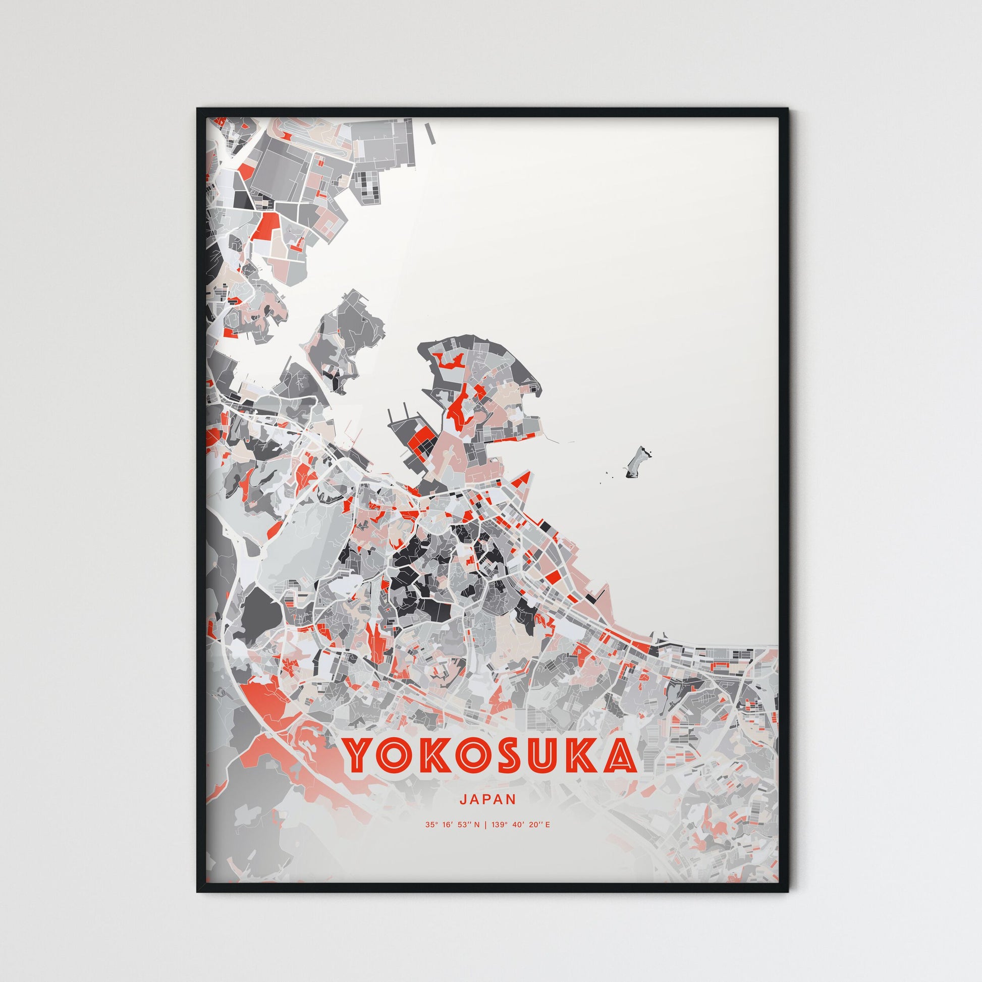 Colorful YOKOSUKA JAPAN Fine Art Map Modern