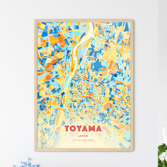 Colorful TOYAMA JAPAN Fine Art Map Blue Orange