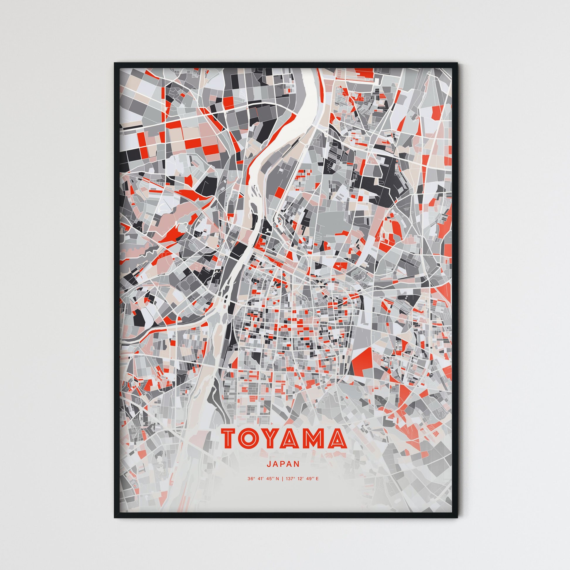 Colorful TOYAMA JAPAN Fine Art Map Modern