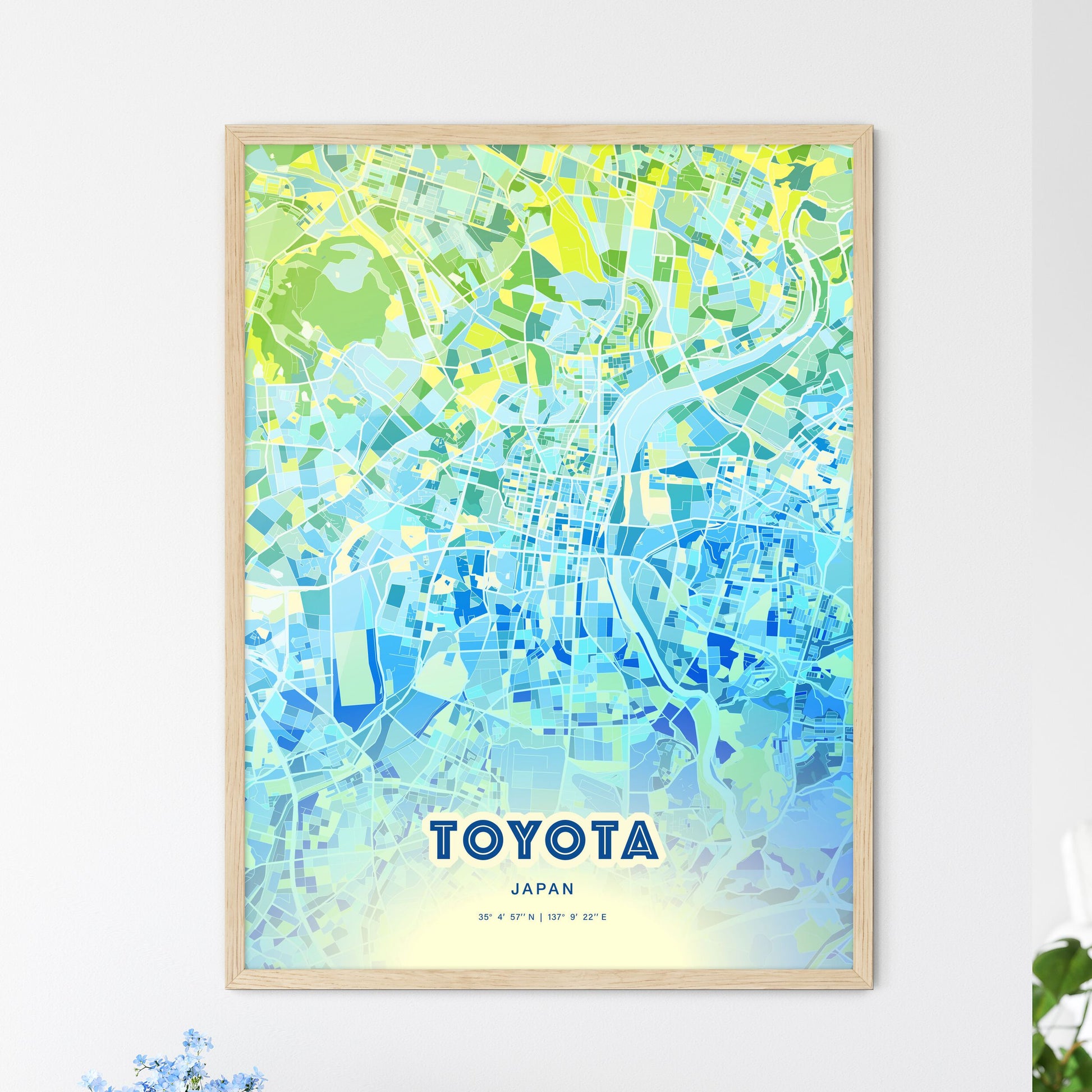 Colorful TOYOTA JAPAN Fine Art Map Cool Blue