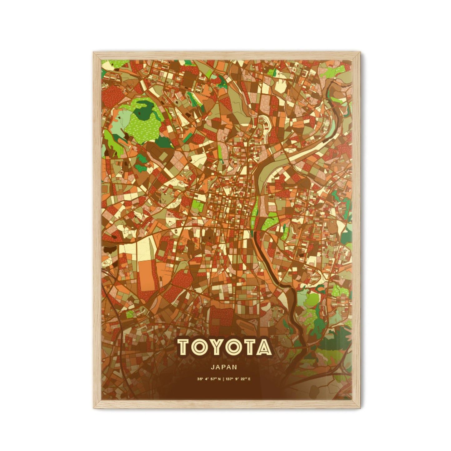 Colorful TOYOTA JAPAN Fine Art Map Farmhouse