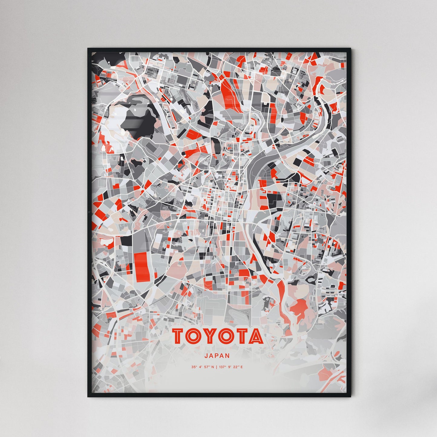 Colorful TOYOTA JAPAN Fine Art Map Modern