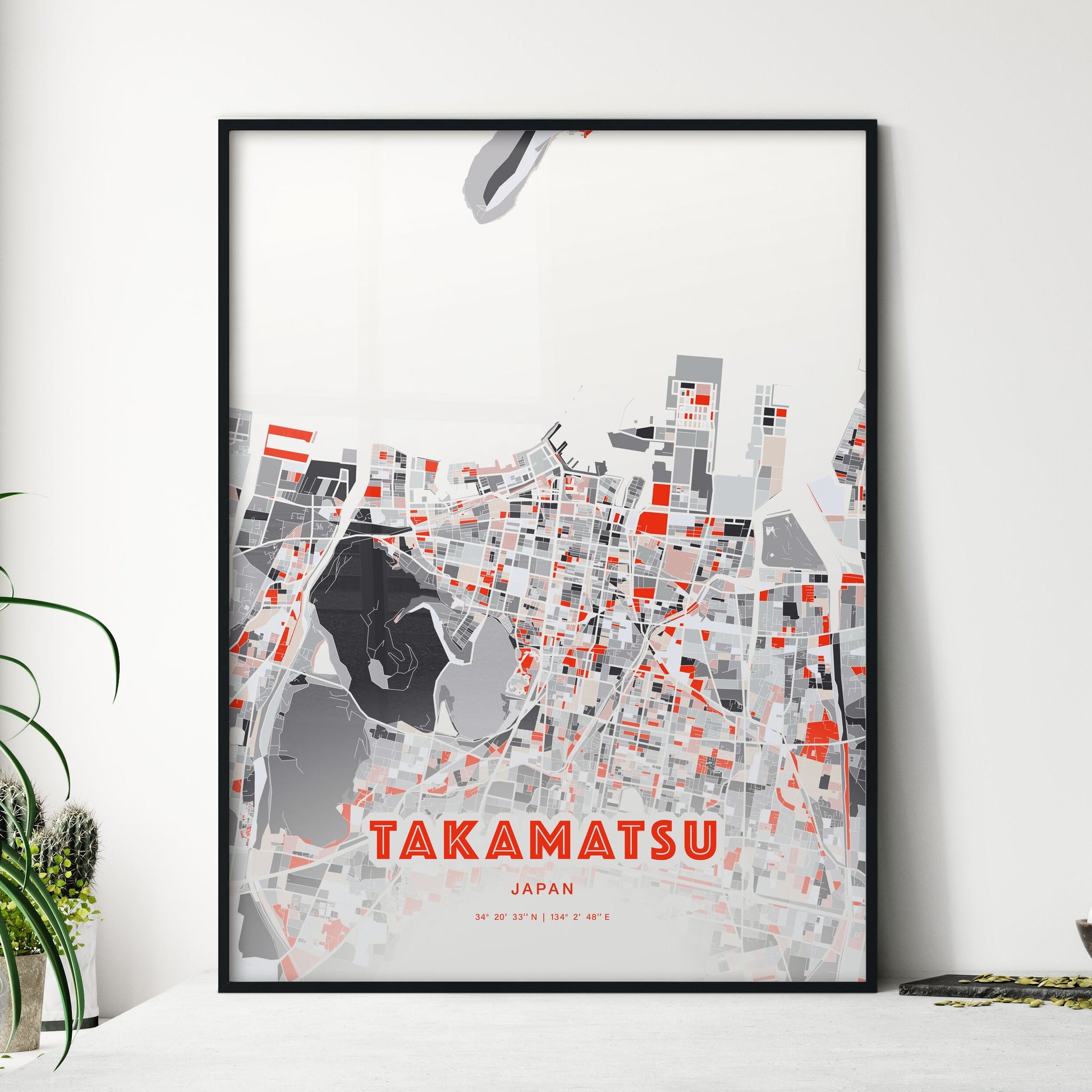 Colorful TAKAMATSU JAPAN Fine Art Map Modern