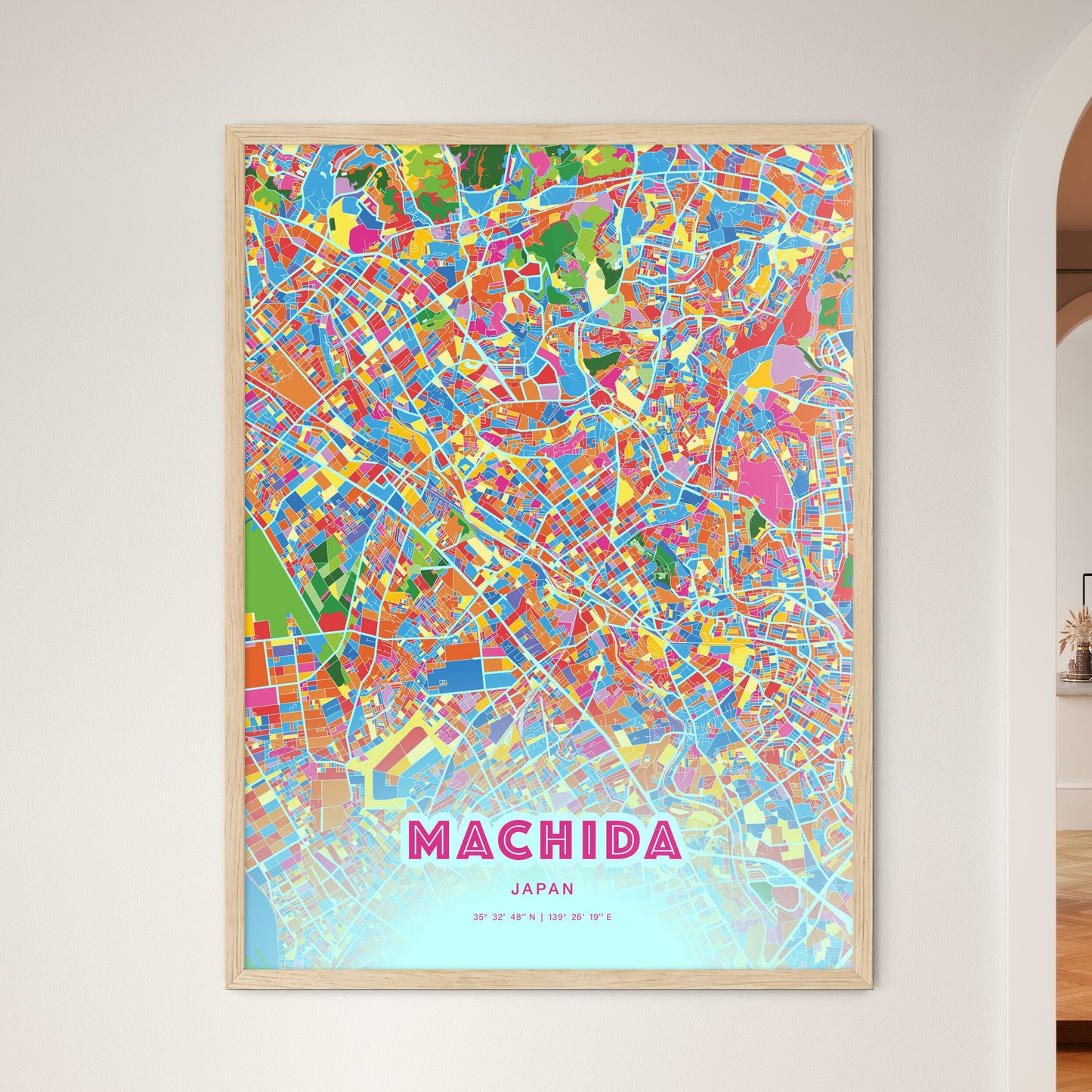Colorful MACHIDA JAPAN Fine Art Map Crazy Colors