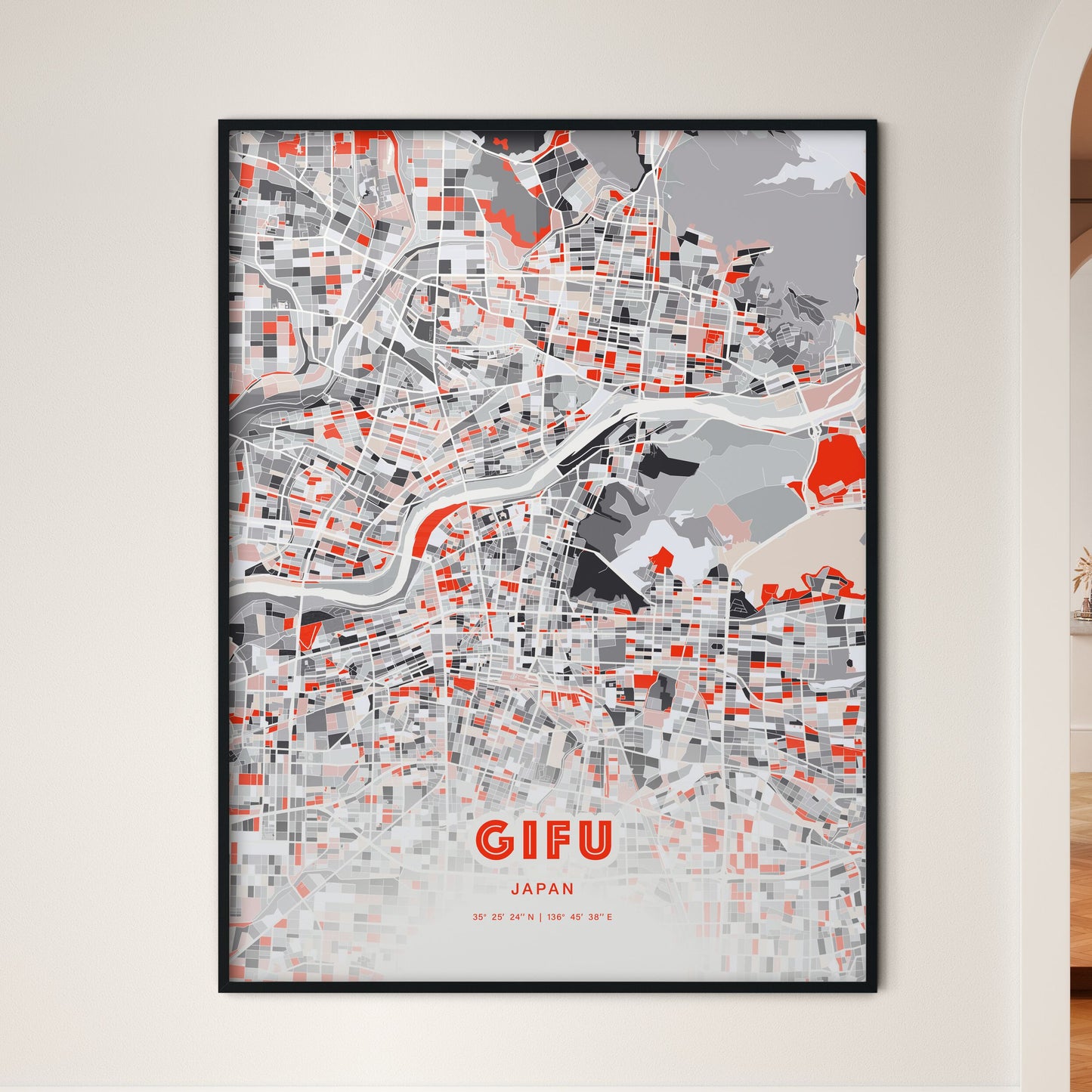 Colorful GIFU JAPAN Fine Art Map Modern