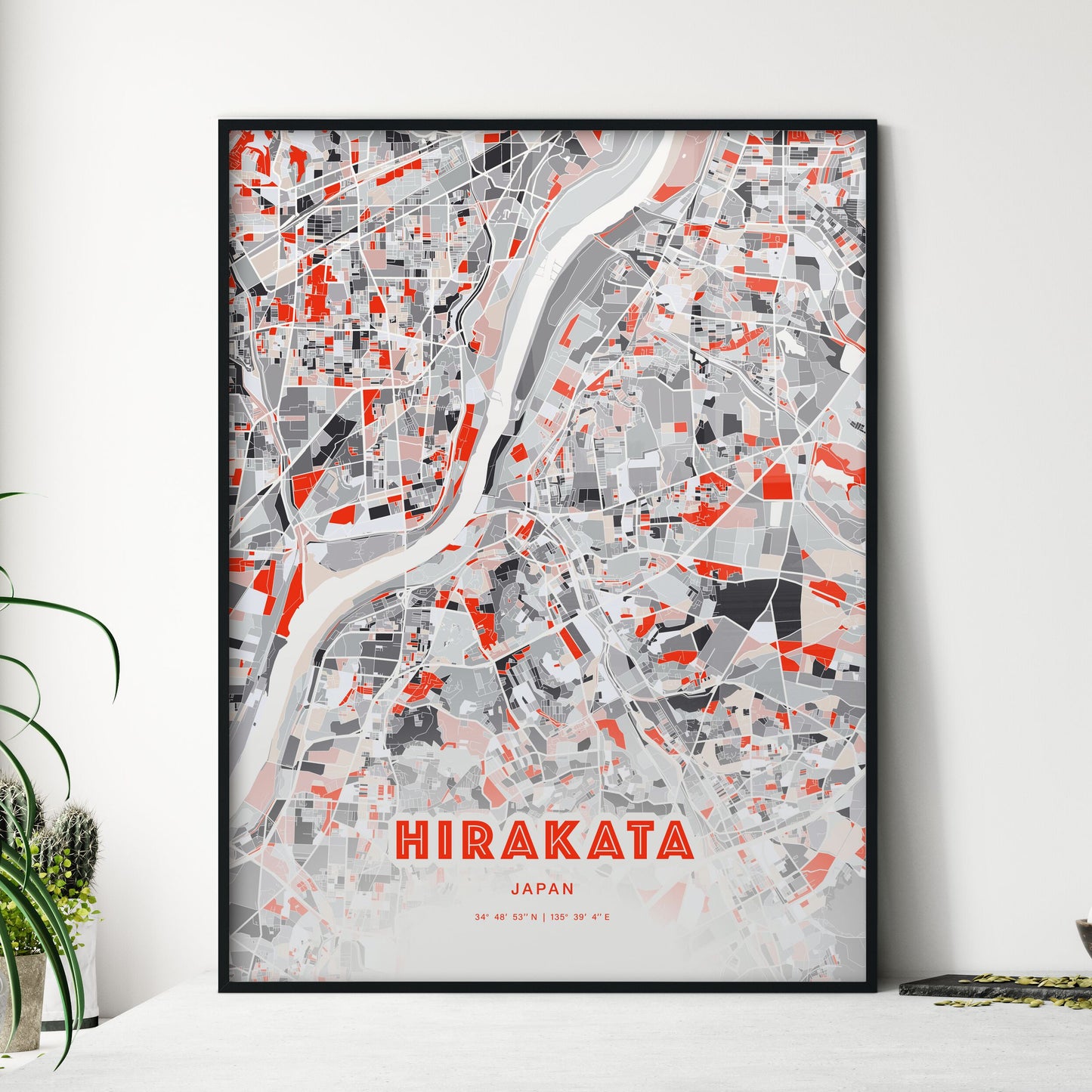 Colorful HIRAKATA JAPAN Fine Art Map Modern