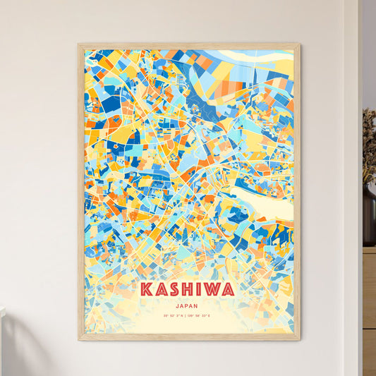 Colorful KASHIWA JAPAN Fine Art Map Blue Orange