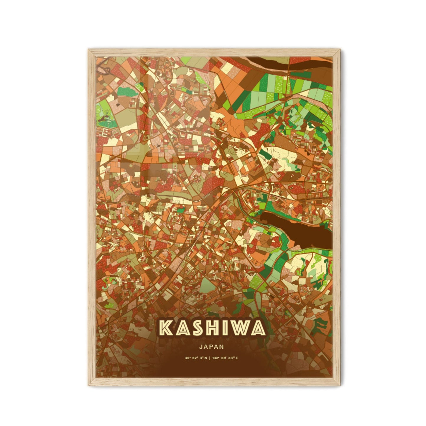 Colorful KASHIWA JAPAN Fine Art Map Farmhouse