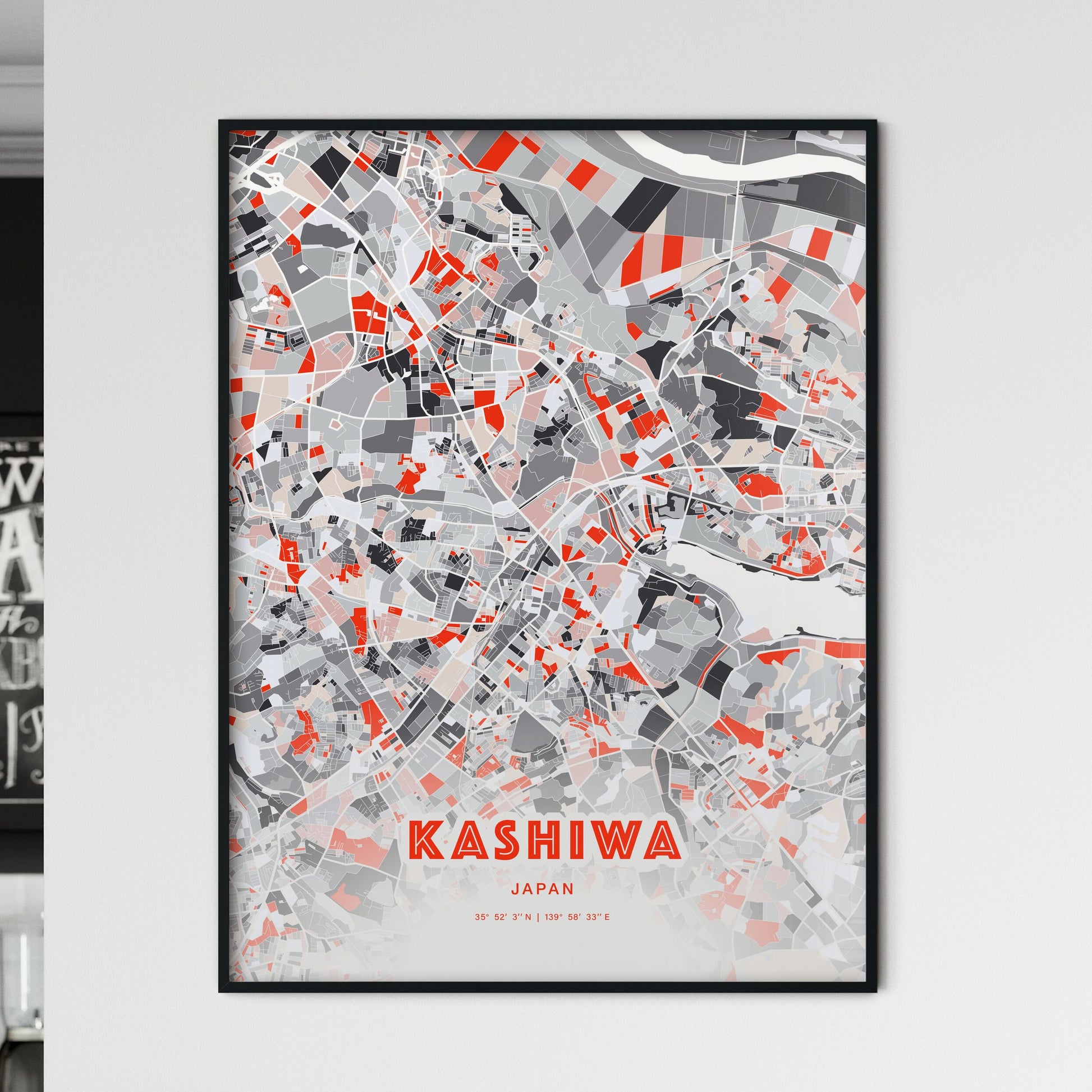 Colorful KASHIWA JAPAN Fine Art Map Modern