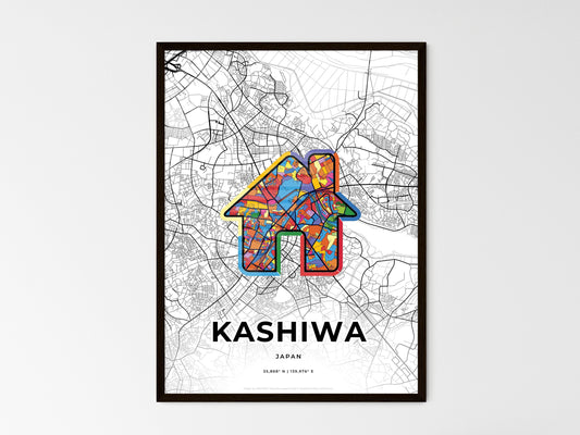 Kashiwa Japan wedding art map with home icon