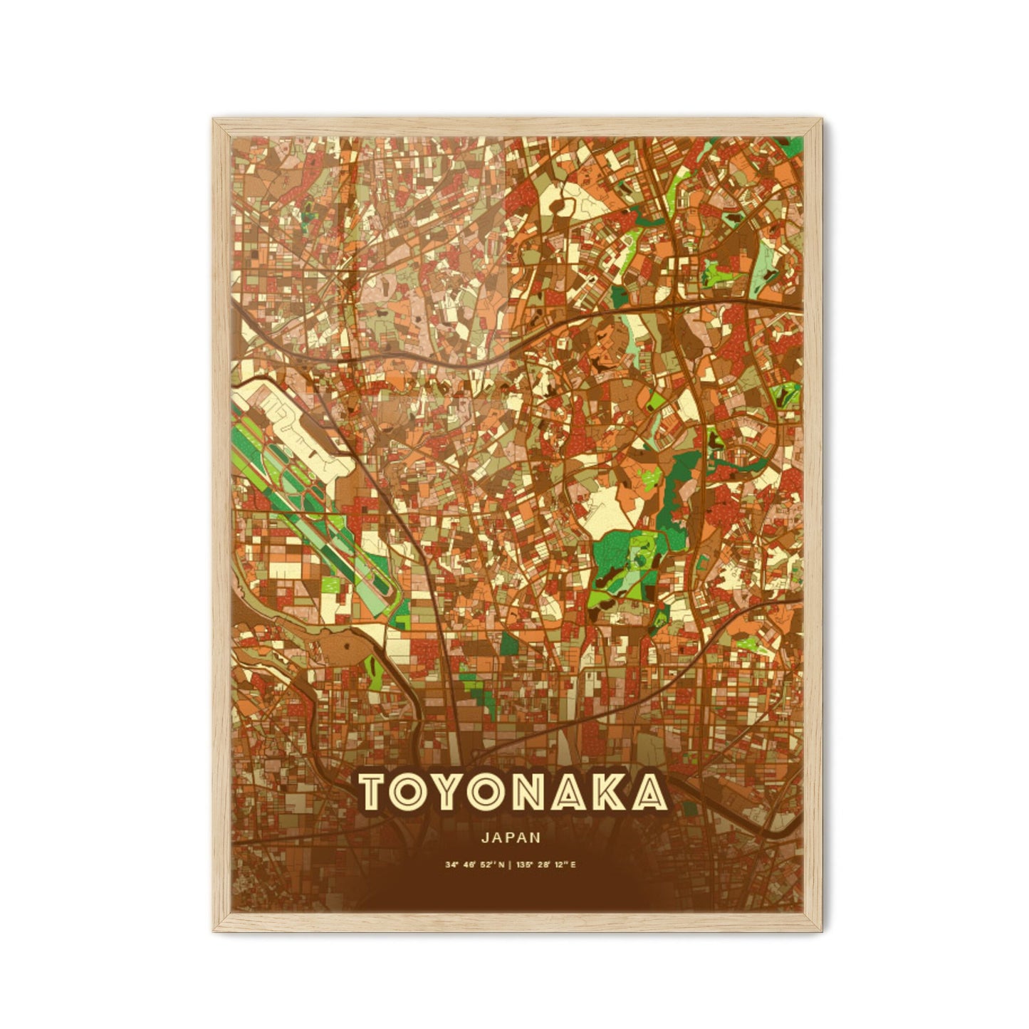 Colorful TOYONAKA JAPAN Fine Art Map Farmhouse