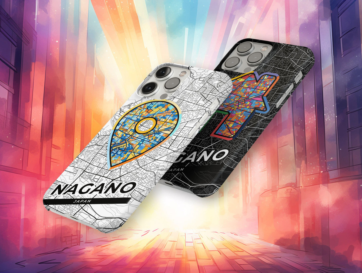 Nagano Japan slim phone case with colorful icon
