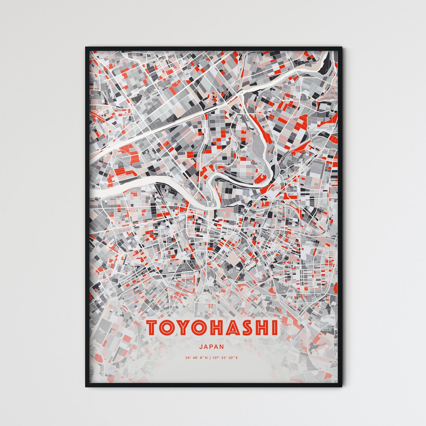 Colorful TOYOHASHI JAPAN Fine Art Map Modern