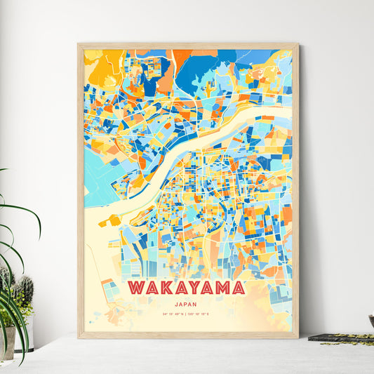 Colorful WAKAYAMA JAPAN Fine Art Map Blue Orange