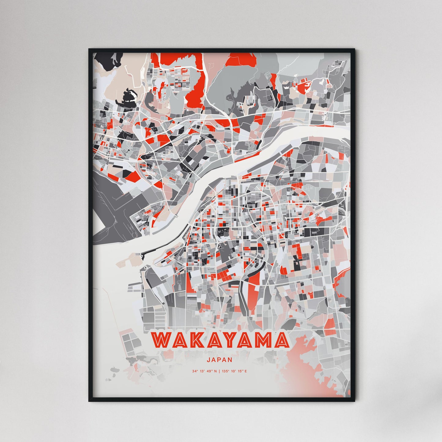 Colorful WAKAYAMA JAPAN Fine Art Map Modern