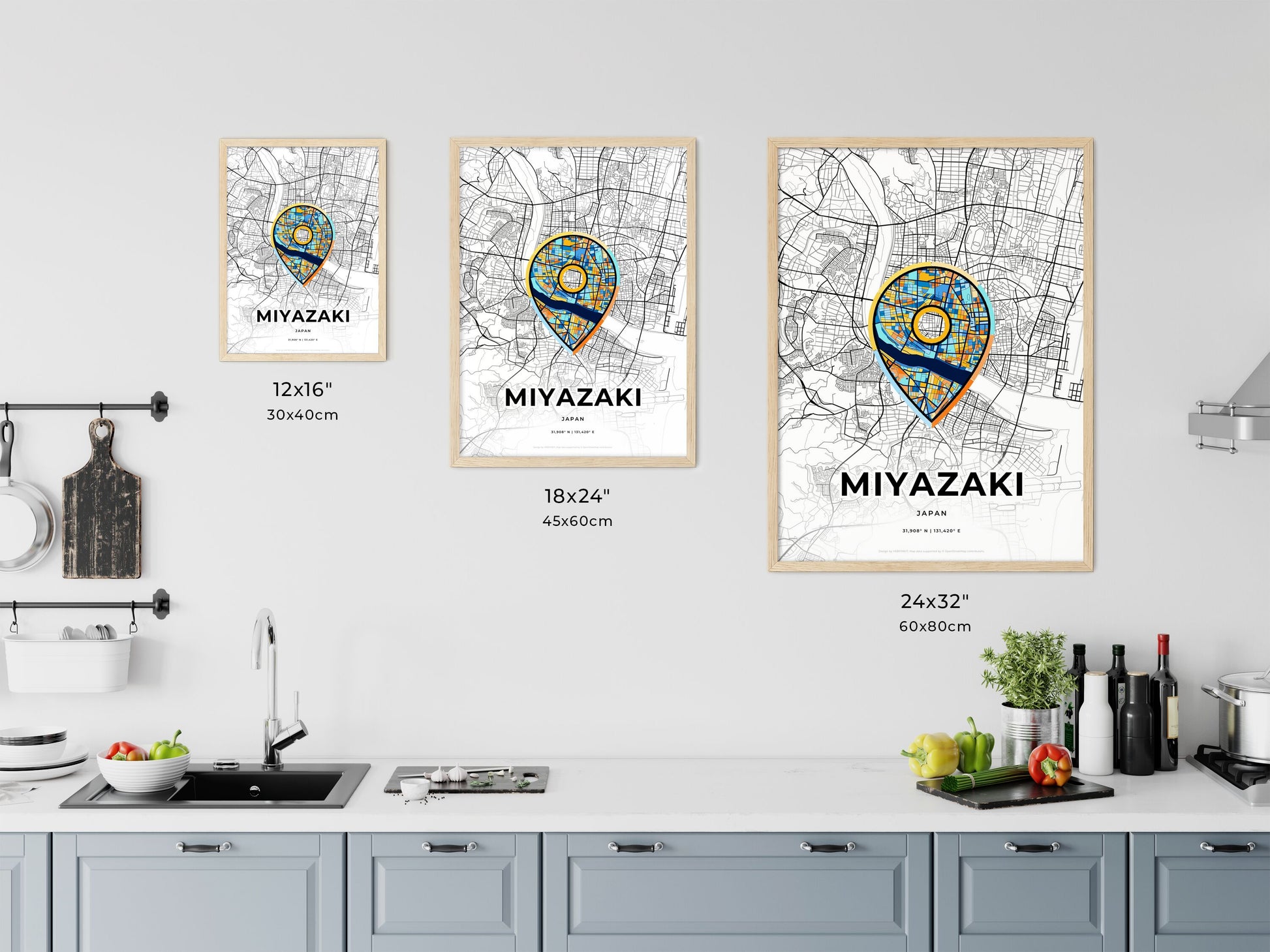 Miyazaki Japan art map size chart