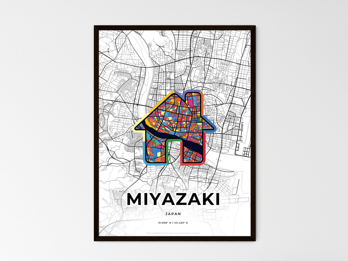 Miyazaki Japan wedding art map with home icon