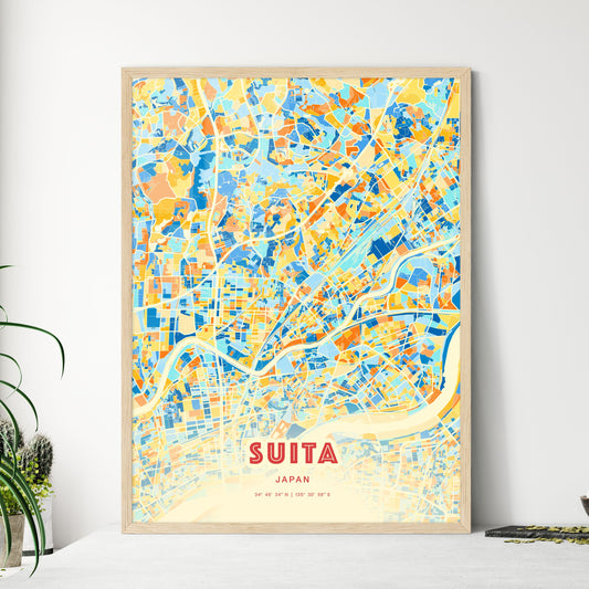 Colorful SUITA JAPAN Fine Art Map Blue Orange