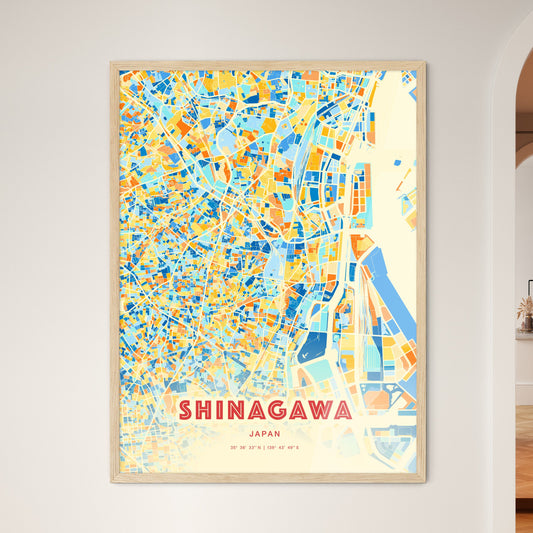 Colorful SHINAGAWA JAPAN Fine Art Map Blue Orange